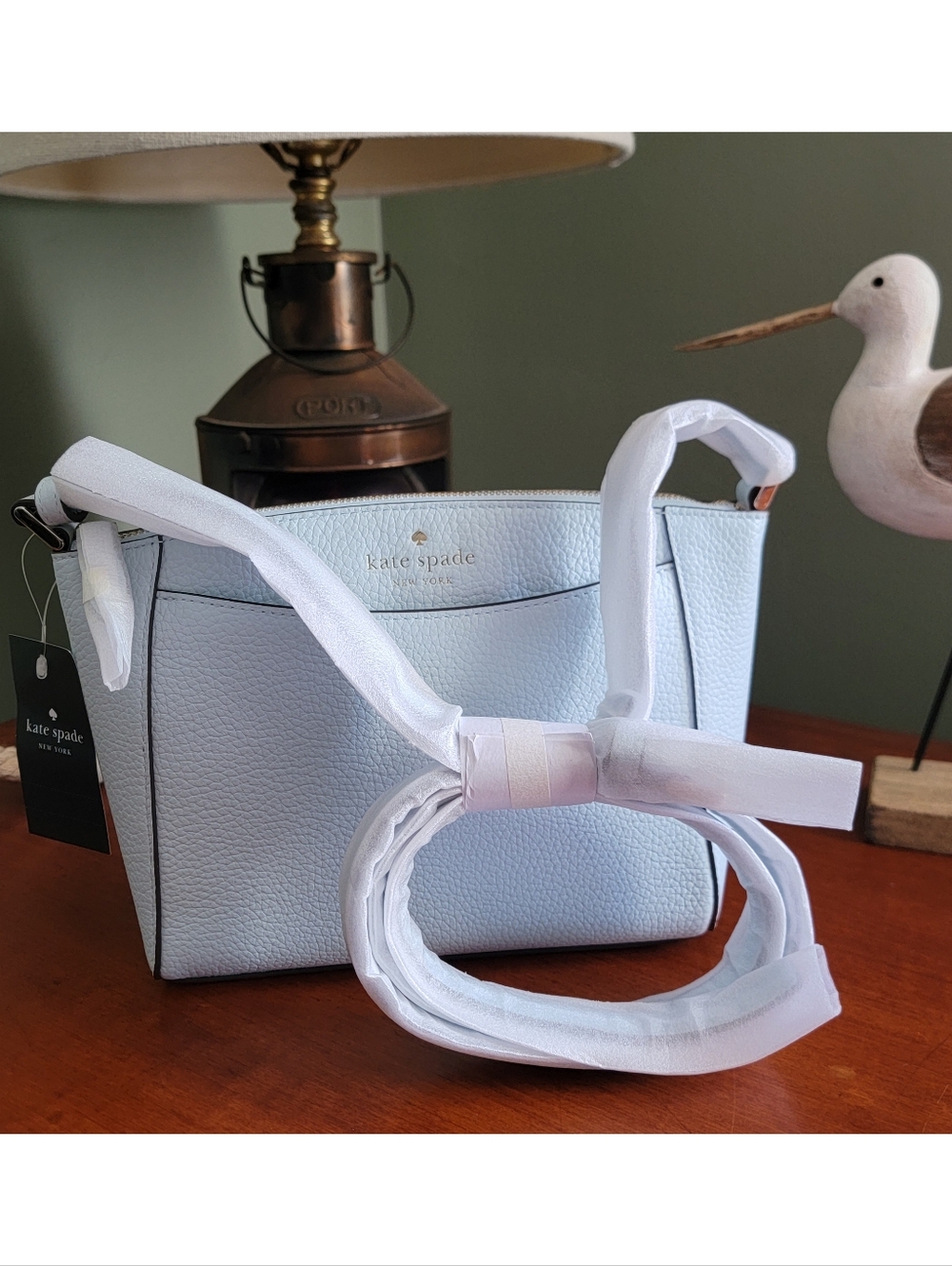 Kate Spade WKRU0258 Monica Small Crossbody Ice Blue Pebbled Leather Bag NWT - Picture 3 of 15
